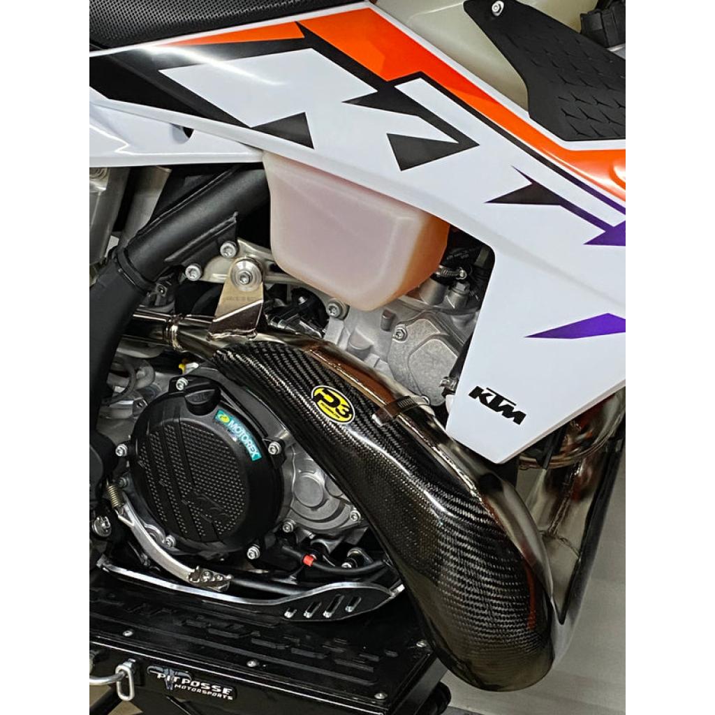 P3 MAX Coverage Carbon Fiber FMF Fatty Pipe Guard For KTM/HUS (2023+) | 101082